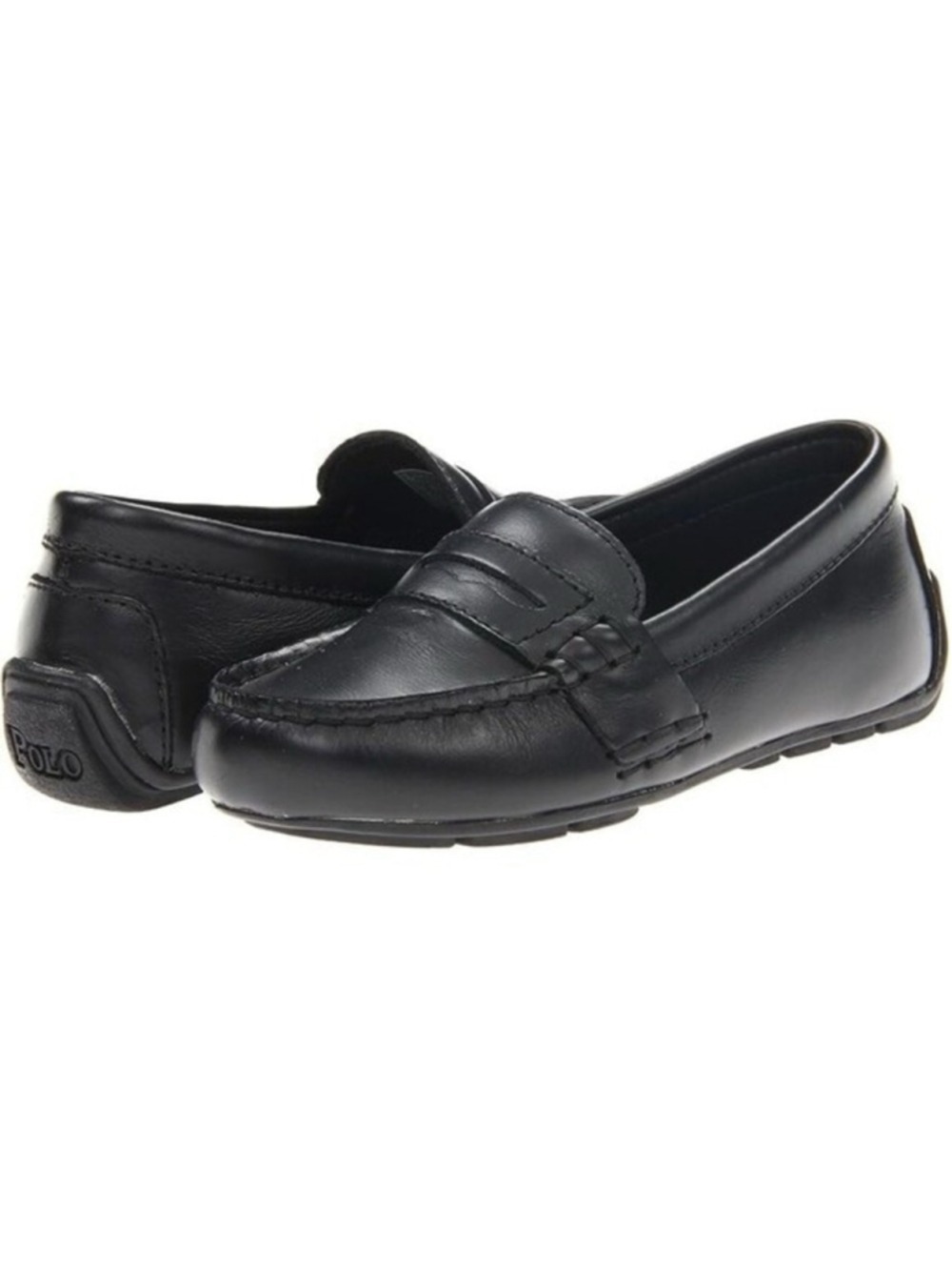 Polo Ralph Lauren Telly Black Leather Driving Mocassin Penny Loafer Size 35/ Y4